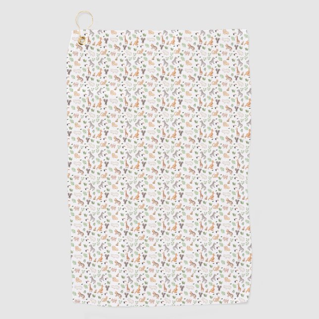 wild Animal With Jungle Tree pattern Golf Towel (Front)