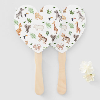 wild Animal With Jungle Tree pattern Hand Fan