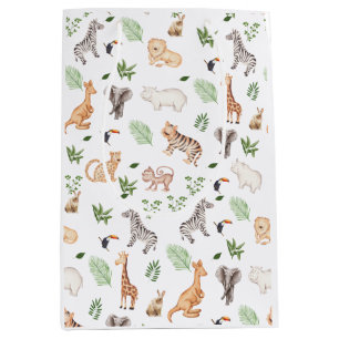 wild Animal With Jungle Tree pattern Medium Gift Bag