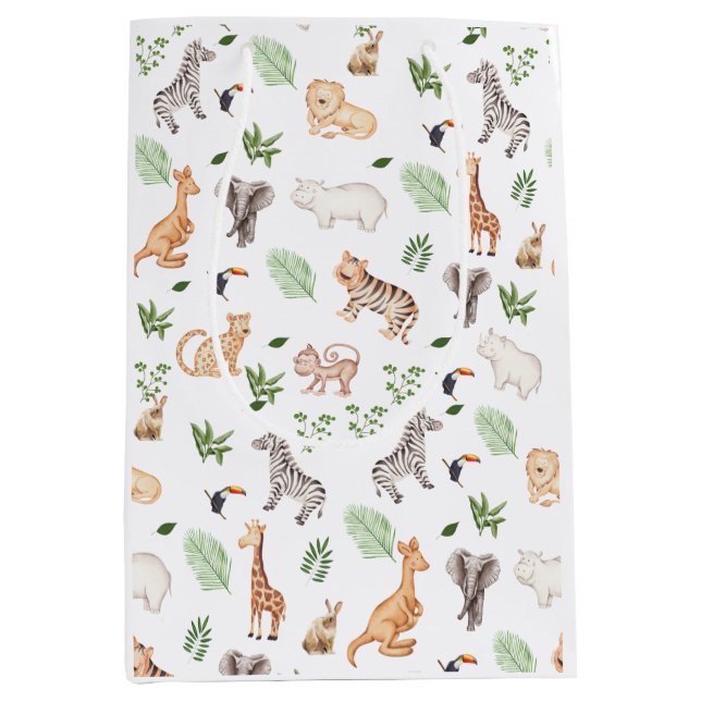 wild Animal With Jungle Tree pattern Medium Gift Bag (Front)