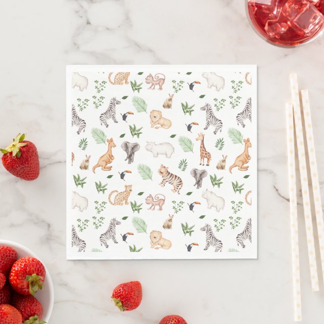 wild Animal With Jungle Tree pattern  Napkin (Insitu)