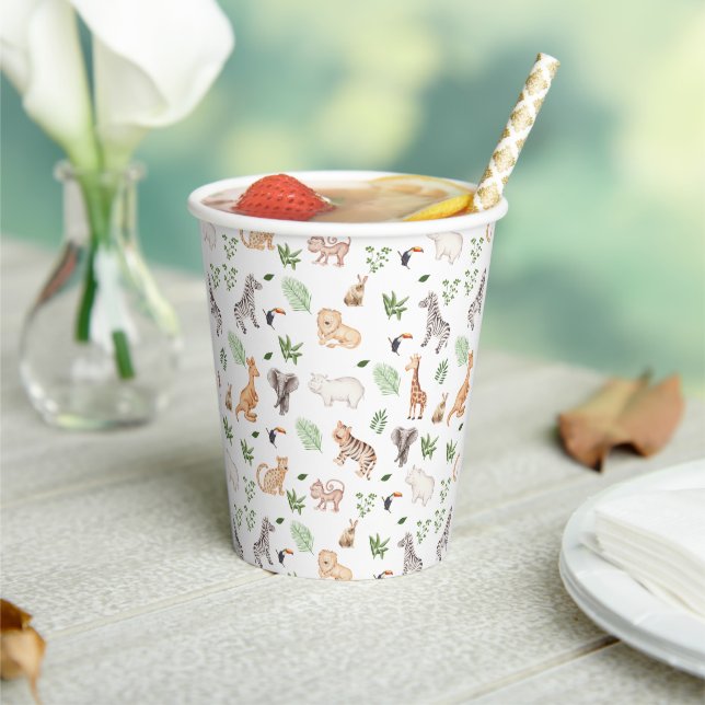 wild Animal With Jungle Tree pattern Paper Cups (Insitu)