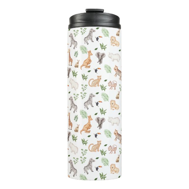 wild Animal With Jungle Tree pattern Thermal Tumbler (Front)