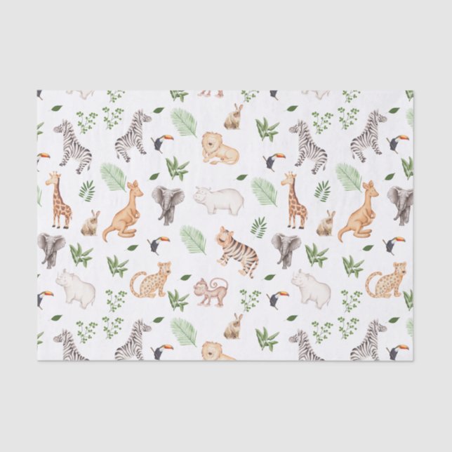wild Animal With Jungle Tree pattern Tissue Paper (Front)