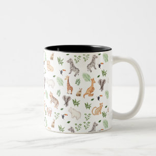wild Animal With Jungle Tree pattern Two-Tone Coffee Mug