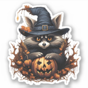 Wild Animal With Pumpkin Cartoon Halloween Raccoon