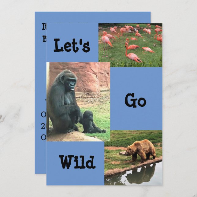 Wild Animal Zoo Birthday Invitation (Front/Back)