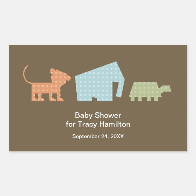 Wild Animals Baby Shower Rectangular Sticker (Front)