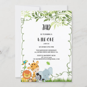 WILD ANIMALS birthday  invitations