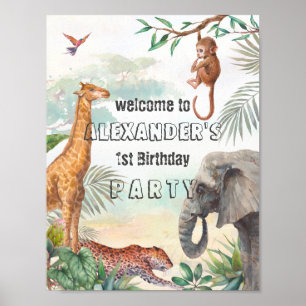Wild Animals Birthday Party Welcome Door Sign