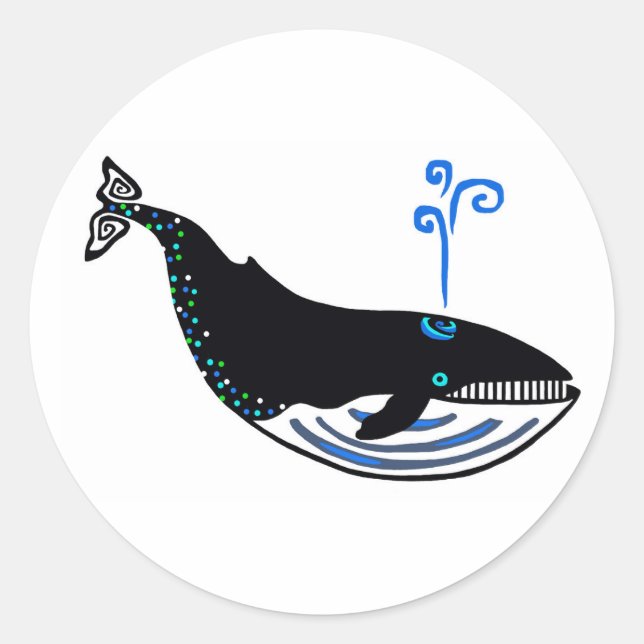 Wild animals - Blue WHALE - Wildlife-Sticker Classic Round Sticker (Front)