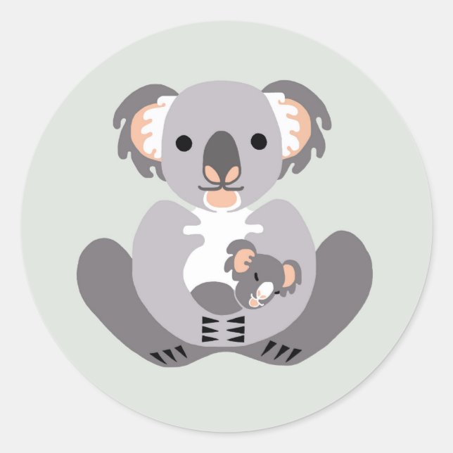 Wild animals - Cute KOALA - Nature - Wildlife Classic Round Sticker (Front)