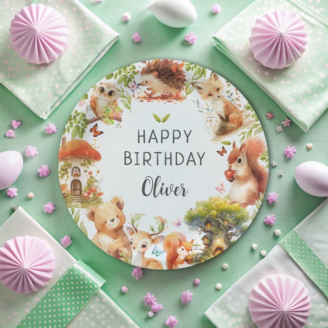 Wild Animals Cute Magical Forest Paper Plate (Creator Uploaded)