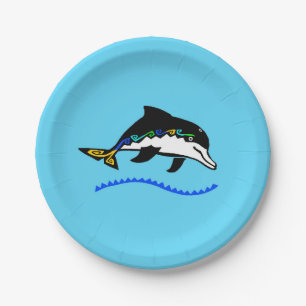 Wild animals - DOLPHIN - Nature - Blue Party Paper Plate