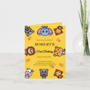 wild animals first birthday invitation