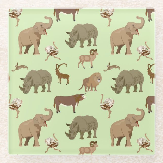 Wild animals glass coaster (Front)