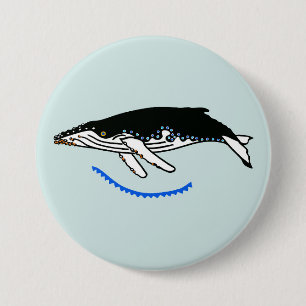 Wild animals - Humpback WHALE Wildlife  - Aqua 7.5 Cm Round Badge