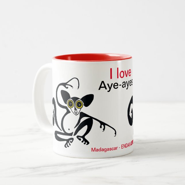 Wild animals   I love AYE-AYES - Weird wildlife -  Two-Tone Coffee Mug (Front Left)