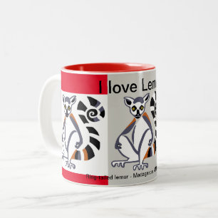 Wild animals - I love LEMURS - Nature -Madagascar Two-Tone Coffee Mug