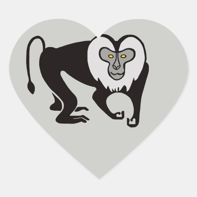 Wild animals - I love Lion- tailed MACAQUES - Heart Sticker (Front)