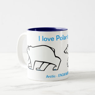 Wild animals - I love Polar BEARS - Arctic Two-Tone Coffee Mug