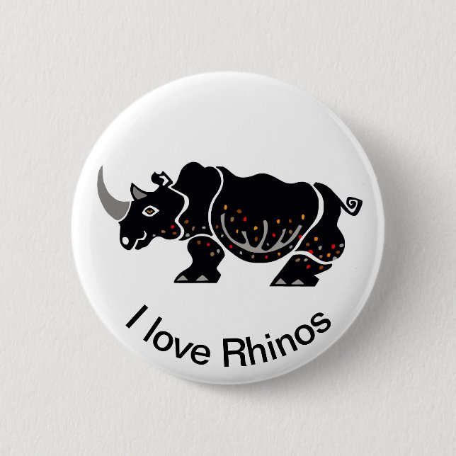 Wild animals - I love Rhinos-Wildlife- Africa 6 Cm Round Badge (Front)