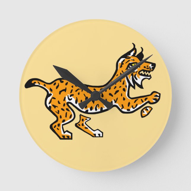 Wild animals-  Iberian LYNX - Wildlife - Yellow Round Clock (Front)