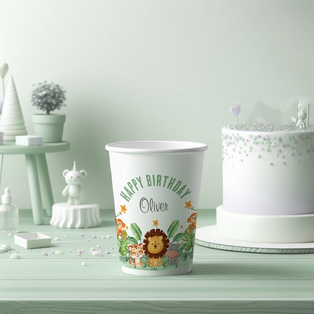 Wild Animals Jungle Animals Tropical Boy Birthday Paper Cups (Creator Uploaded)