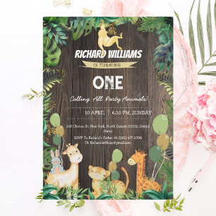 Wild Animals jungle Theme Kids safari Birthday Invitation