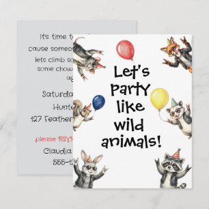 Wild Animals Kids Party Digital Download Invitation