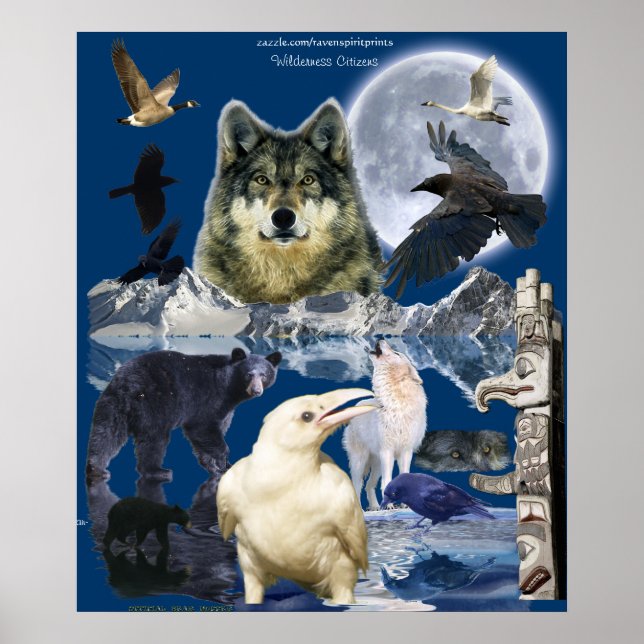 WILD ANIMALS Montage Art Poster (Front)
