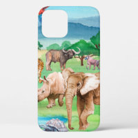 Wild animals of Africa on the background of the sa