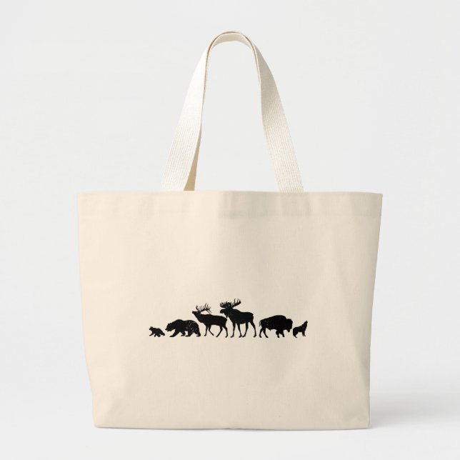 Wild Animals of Yellowstone Large Tote Bag (Front)
