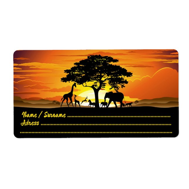 Wild Animals on African Savanna Sunset (Front)