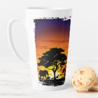 Wild Animals on African Savanna Sunset