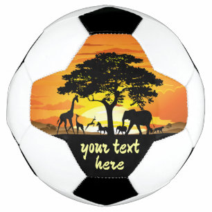 Wild Animals on African Savanna Sunset Soccer Ball