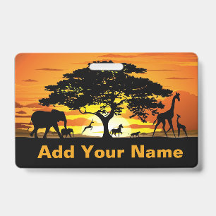 Wild Animals on Savannah Sunset Wristlets ID Badge