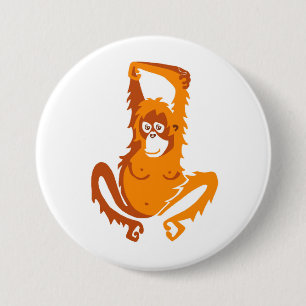 Wild animals ORANGUTAN - Endangered animal graphic 7.5 Cm Round Badge