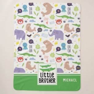 Wild Animals Pattern Little Brother Sherpa Blanket