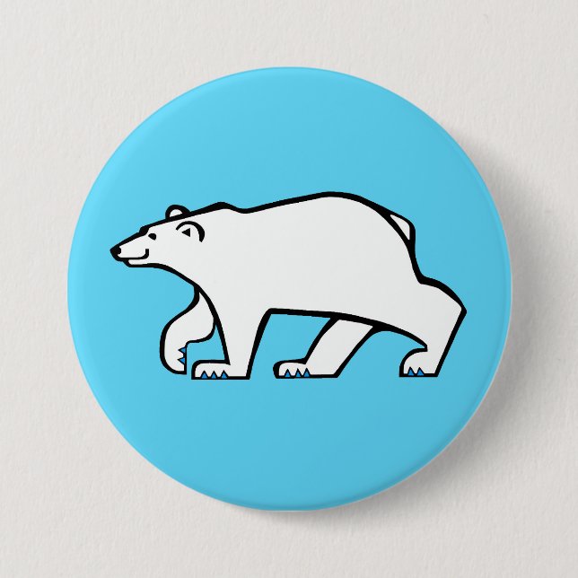 Wild animals-  Polar BEAR- Wildlife - Ice blue 7.5 Cm Round Badge (Front)