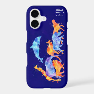 Wild Animals Running Colourful Watercolor Monogram