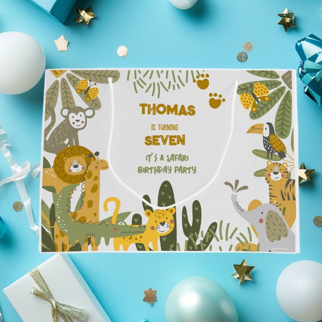 Wild animals safari kids birthday large gift bag (Creator Uploaded)