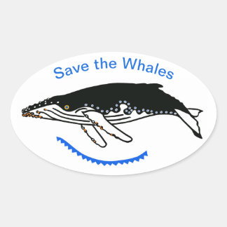 Wild animals Save the WHALES  -Endangered animal - Oval Sticker