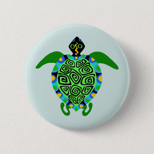 Wild animals - Sea TURTLE - Wildlife - Aqua 6 Cm Round Badge
