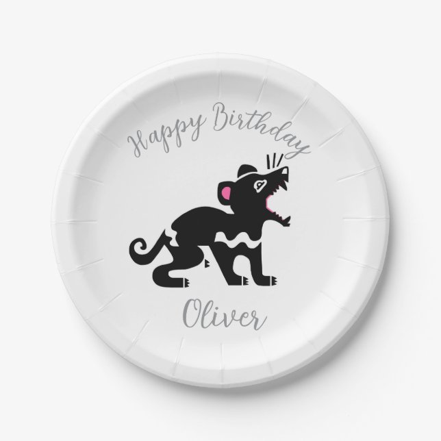 Wild animals - Tasmanian DEVIl - Birthday - Party Paper Plate (Front)