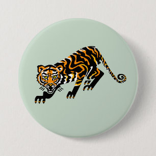 Wild animals - TIGER - Wild catGreen 7.5 Cm Round Badge
