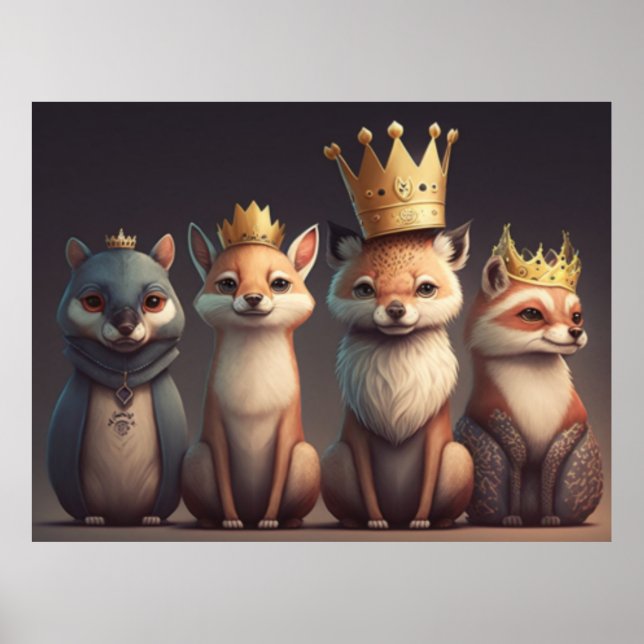 Wild animals wearing crowns  poster (Front)