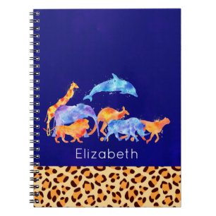 Wild Animals with a Leopard Print Border Spiral Notebook