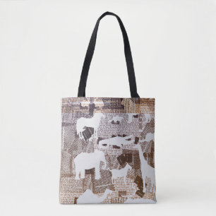 wild animals with text tote bag