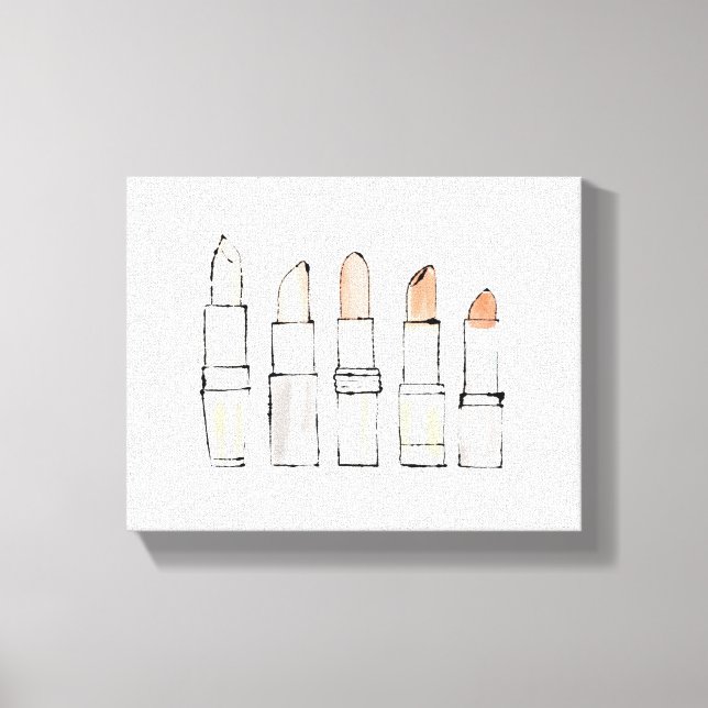 Wild Apple | Colourful Modern Lipstick Sketch Canvas Print (Front)